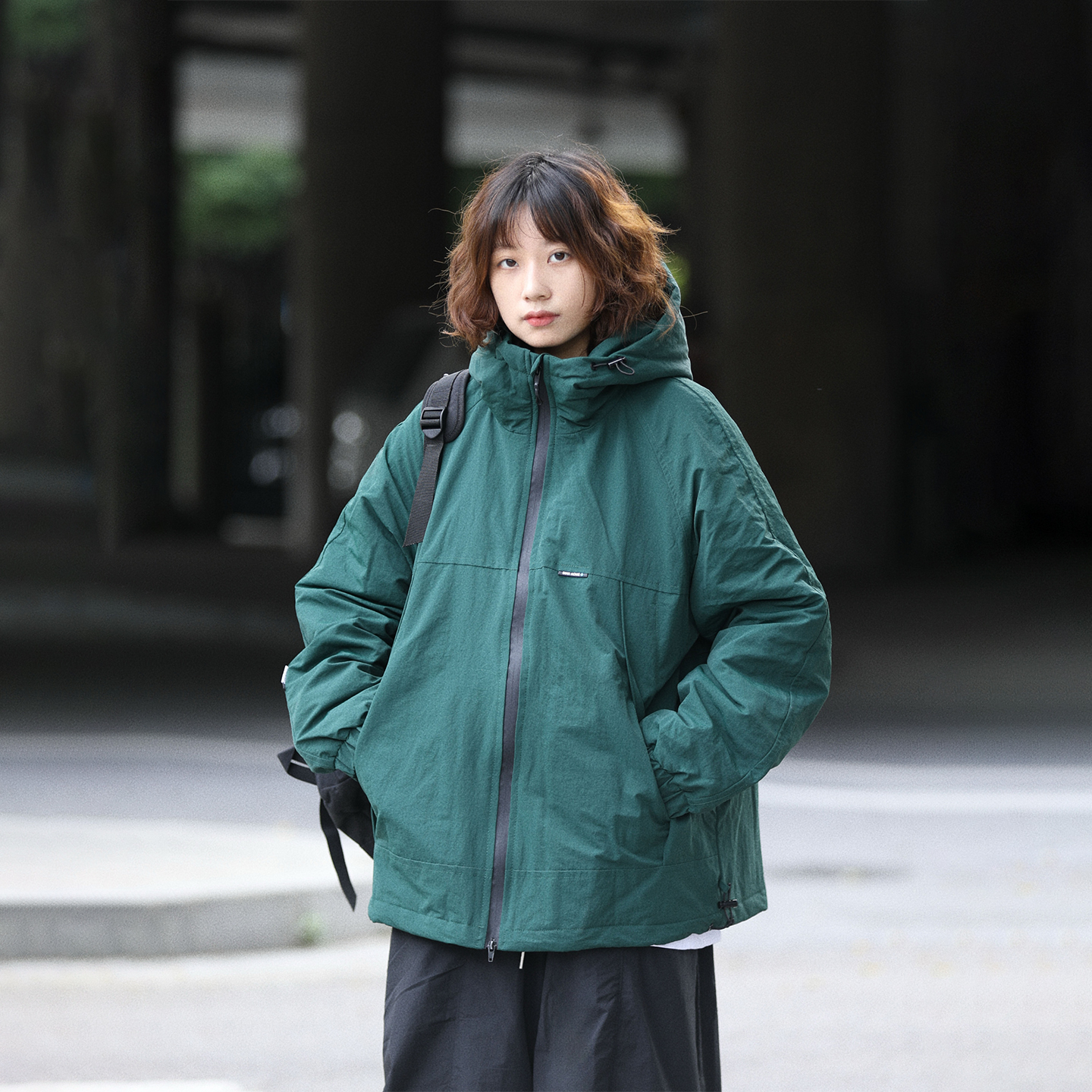 阿于呆冬季户外工装连帽冲锋衣棉服男美式宽松加厚保暖棉衣外套女