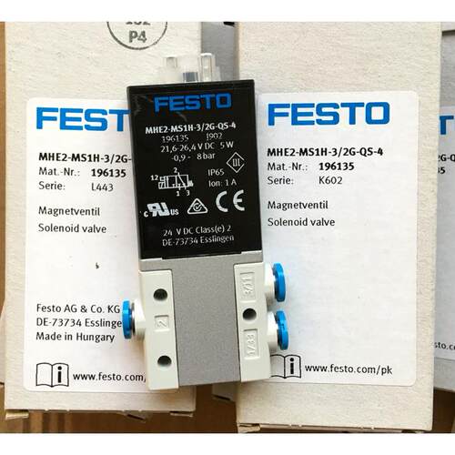 FESTO费斯托电磁阀 196135 MHE2-MS1H-3/2G-QS-4 全新现货