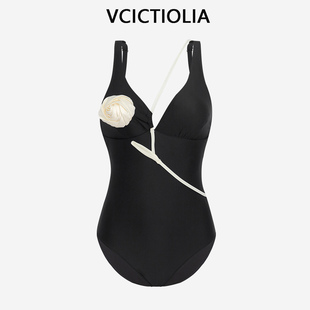 度假 连体泳衣女士黑色高级感热辣遮肚游泳馆专业泳装 2026夏季 新款