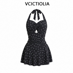 度假 连体泳衣女士黑色高级感热辣遮肚游泳馆保守泳装 2026夏季 新款