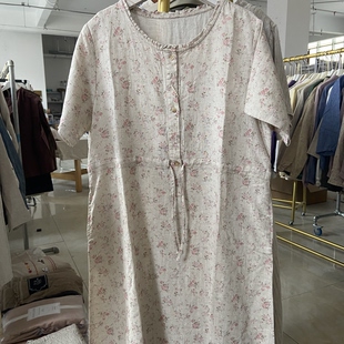 田园小清新汉麻玉露麻碎花连衣裙 QY1246