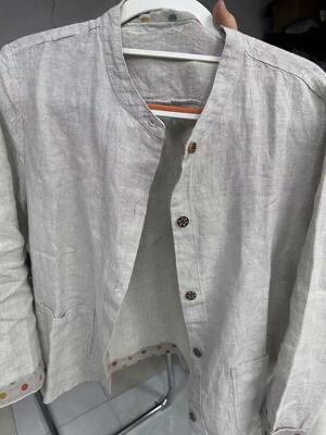 加厚汉麻雨露麻无领上衣 QY1263