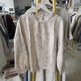 汉麻玉露麻数码 QY8015 印花圆领套头上衣