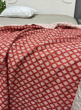 红色复古风盖毯毯子150x220