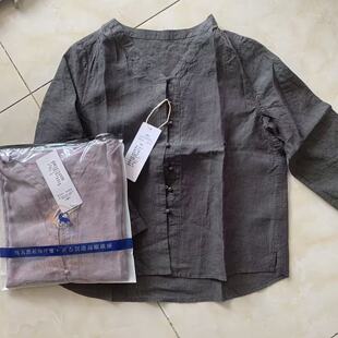 中式无领汉麻盘口上衣衬衫 QY8039