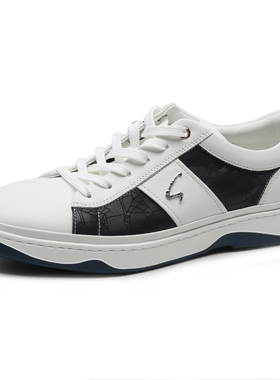 沙驰男鞋2025春夏季新款运动休闲鞋男士真皮皮鞋板鞋W12C3B0432