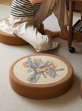 蒲团坐垫家用客厅榻榻米坐垫大尺寸坐墩冥想禅修垫圆形加厚中古