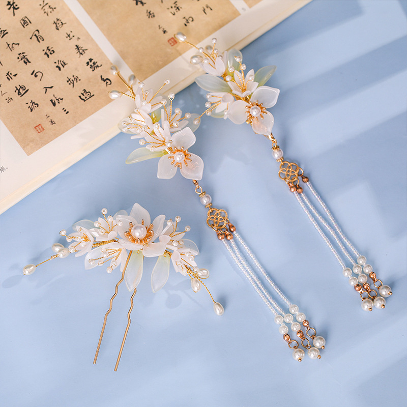白色琉璃花瓣仙气少女套装