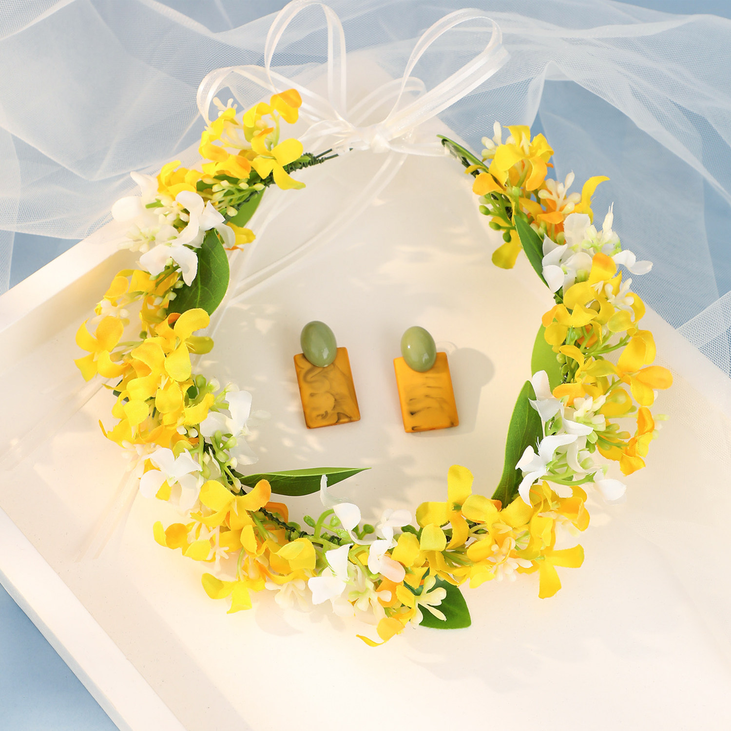 ins森系花朵新娘花环度假沙滩头饰婚纱摄影写真仿真花婚礼发饰女