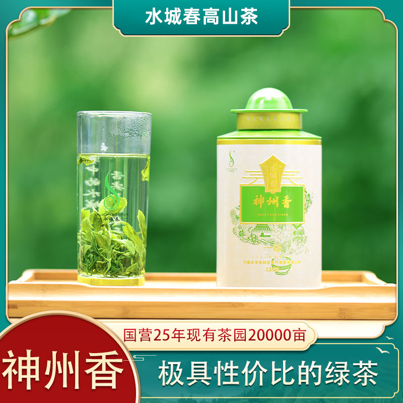 贵州绿茶2023新茶水城春神州香铁灌装茶叶
