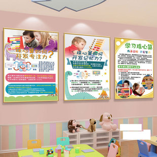 珠心算教室墙面布置宣传海报贴画辅导班培训教育机构课室壁画KT板