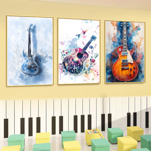 音乐装饰画教室琴行客厅卧室房间壁画钢琴家吉他上方小提琴房海报