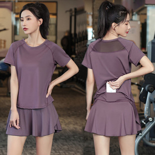 新款夏网红冰丝羽毛球服运动套装女宽松速干凉感瑜伽服跑步健身