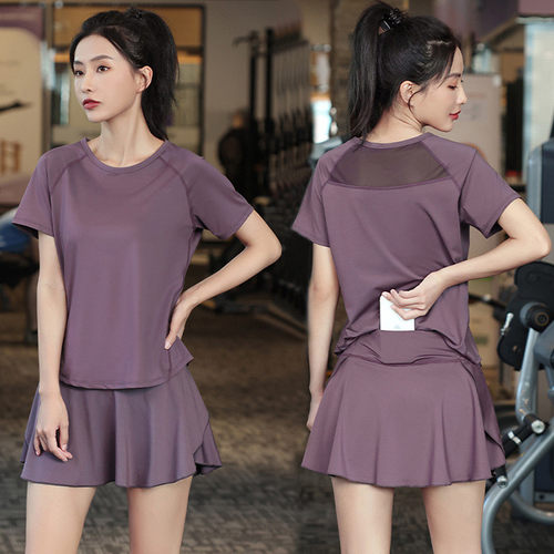 新款夏网红冰丝羽毛球服运动套装女宽松速干凉感瑜伽服跑步健身