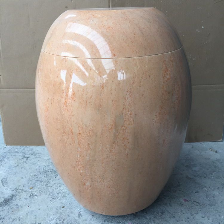晚霞红大理石超大号捡骨坛金塔洗骨瓮装骨灰桶光面骨灰