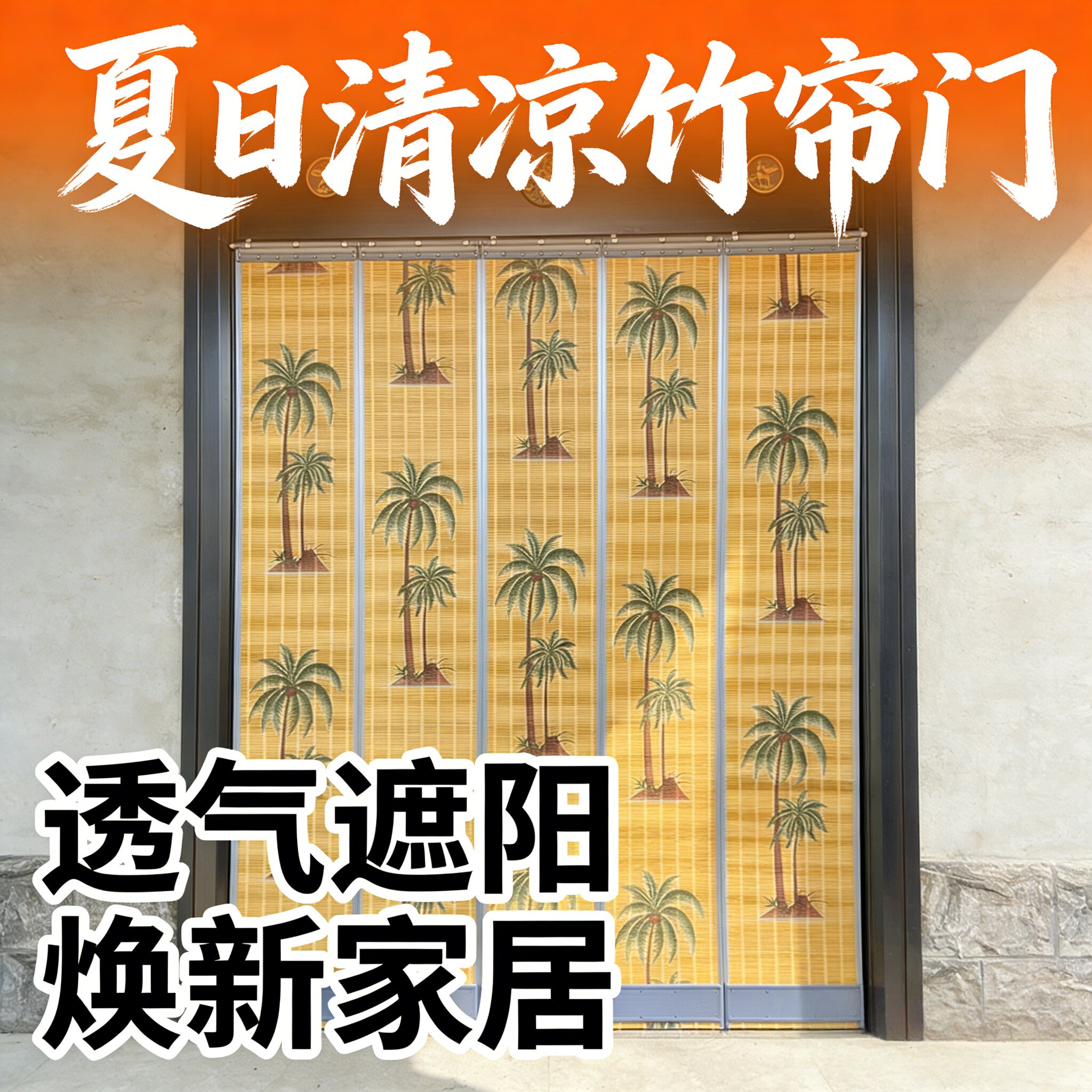 自动闭合加厚磁吸竹门帘农村庭院防蚊防虫透气耐用款四季通用门帘