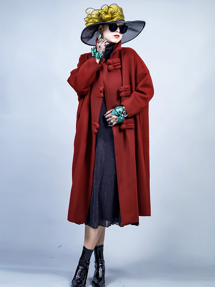 冬季新款羊毛外套毛呢复古盘扣大衣宽松大码保暖风衣通勤气质显瘦,女装/女士精品,毛呢外套,淘宝优惠券,粉丝福利购,淘宝优惠卷