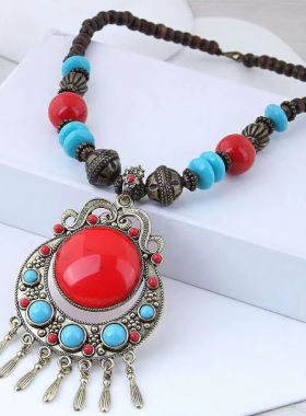 麦舒特藏族舞蹈服头饰女藏式度假沙滩裙配饰民族风发饰西藏手工编