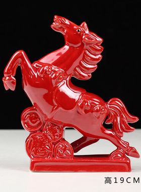 唐三彩马陶瓷红马摆件家居客厅办公室摆设马工艺品礼品款式14飞黄