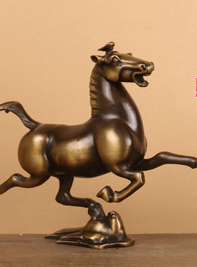 铜魂古匠黄铜马踏飞燕摆件铜奔马超龙雀家居客厅摆设马摆件生肖马