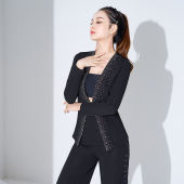 DBHLPGIAN亮钻拉丁舞服黑色吉特巴舞蹈上衣新款 国标表演广场跳舞2