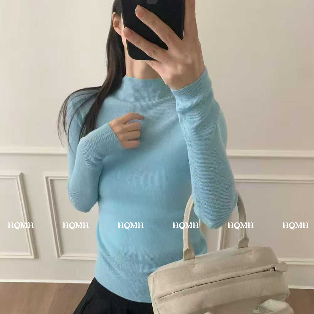 PANDA-全羊毛半高领松弛感氛围针织衫的细腻纹理自带质感毛衣(含1