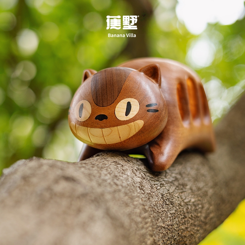 蕉墅猫巴士小夜灯实木充电LED夜灯床头儿童房装饰氛围伴睡灯礼物