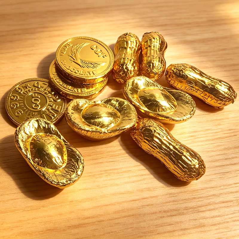 节庆糖果摆件散装称重250g代可可脂金币金花生金元宝休闲零食食品