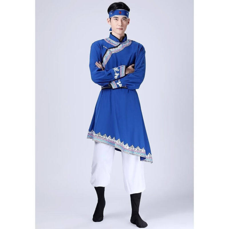 爵思朗蒙古族服装男士蒙古舞蹈演出服少数民族舞蹈服饰摔跤筷子舞图片