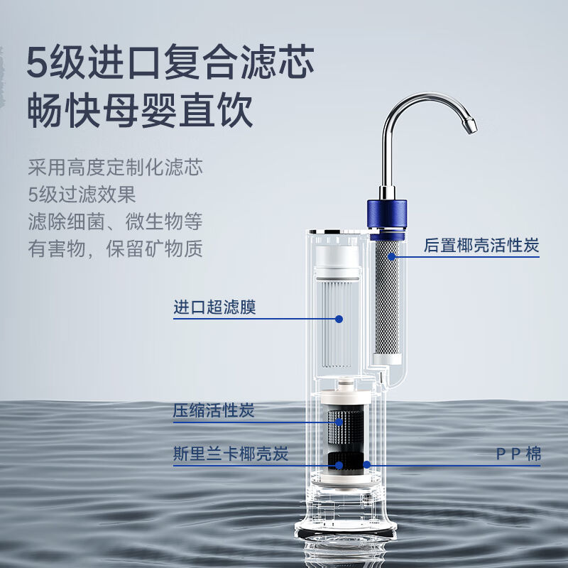 德克西(DEKEXI)净水器家用直饮自来水过滤器前置过滤器厨房台上