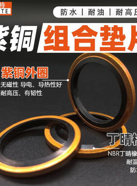氟雷特JB982紫铜组合垫片橡胶氟胶耐高温耐高压耐油半包复合金属