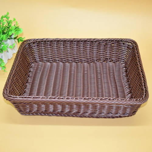 仿藤编织篮零食展示筐市陈列水果篮子藤编面包篮收纳筐50*40*10深