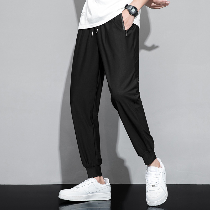 男女冰丝裤2022夏季新品时尚潮流松紧腰薄款运动休闲九分裤