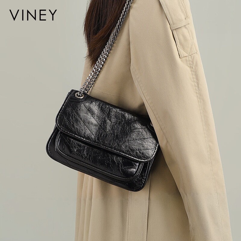 Viney流浪包包女2025新款秋冬斜挎腋下包链条真皮邮差包单肩女包