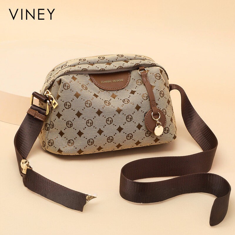 Viney包包女士2025新款帆布女包斜挎包单肩小方包今年流行妈妈包