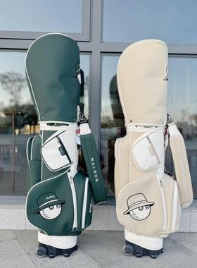 新款malbon高尔夫球包滑轮便携拉杆球杆包防水pu材质支架包双帽套