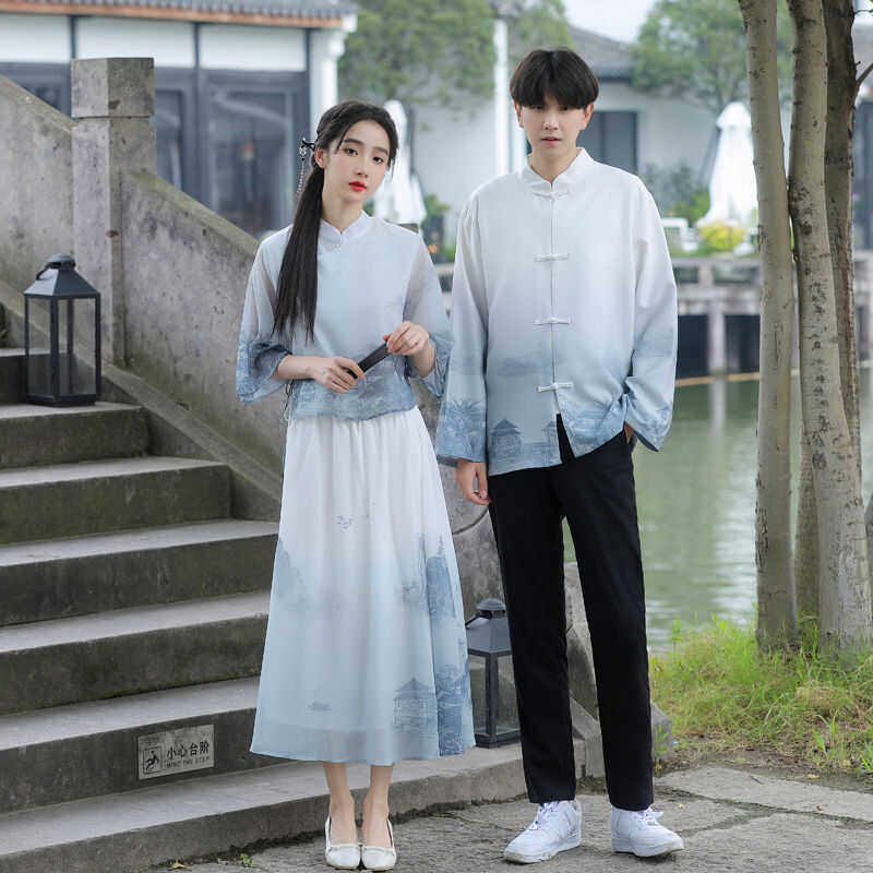 出租民国风复古套装改良汉服学生班服初中高中校服套装古风情侣装
