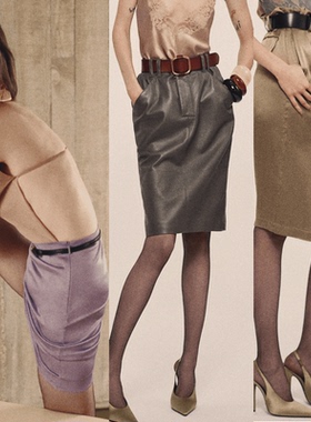 WowCool 2024秋冬新款高端醋酸断缎面半身裙女中裙高腰包臀一步裙