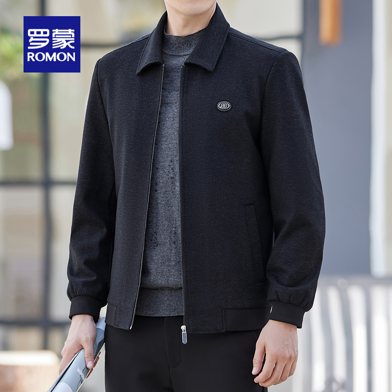 罗蒙外套男士新款商务休闲2025新款春秋季翻领中年爸爸装时尚百搭