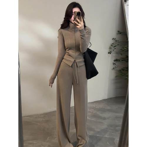 韩系运动卫衣阔腿裤两件套