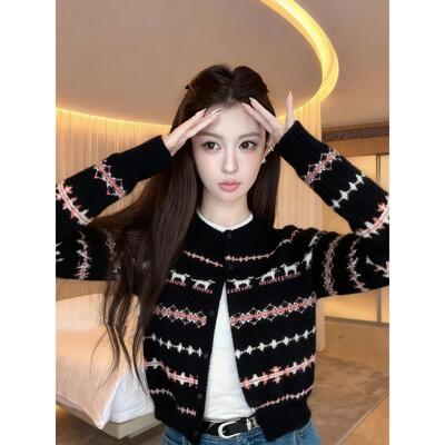 复古费尔岛毛衣针织开衫