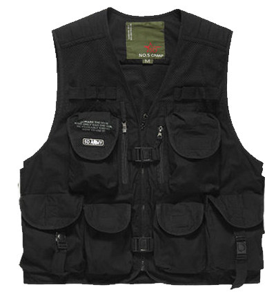 5号营地春夏户外摄影马甲旅行钓鱼网眼多口袋军迷记者背心马夹 男