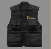 外套定制印字春秋款 国家地理工装 多口袋摄影马甲男士 户外网眼背心