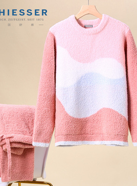 舒雅23年秋冬新品 女士暖绒绒半边绒加厚保暖睡衣家居套装21464H