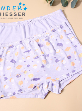 2条装舒雅童装内裤女童卡通印花莫代尔柔软亲肤平角裤23342T