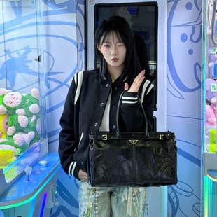 SLP风格经典棒球服情侣男女同款拼接夹克短款外套羊毛混纺呢