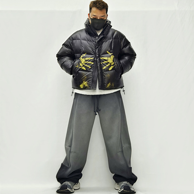 潮牌免洗温感变色绒服男冬季