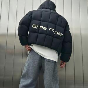 潮牌连帽羽绒服男女情侣款冬季加厚保暖超轻白鸭绒外套方格面包服