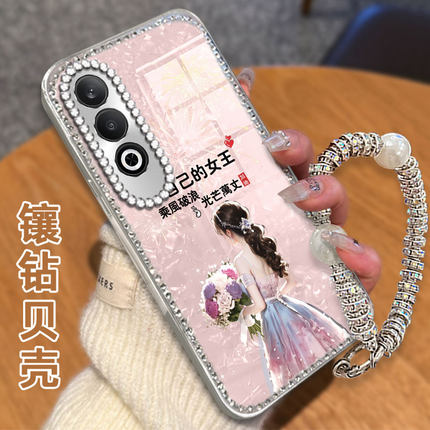水钻镶钻贝壳纹适用OPPOK12手机壳外壳K10防摔Reno10新款10+/2025年10保护套K9s网红7全包K11高级感9女款K9