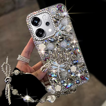 2026卡通镶钻适用OPPOReno14手机壳小众9高级感5 水钻9防摔4保护套RENO6PRO网红7se全包8外壳10透明12新品